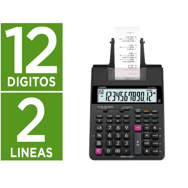 Thumbnail-Calculadora casio hr-150rce impressora ecra lc papel 58 mm impressao bicolor 12 digitos ac/dc cor preto