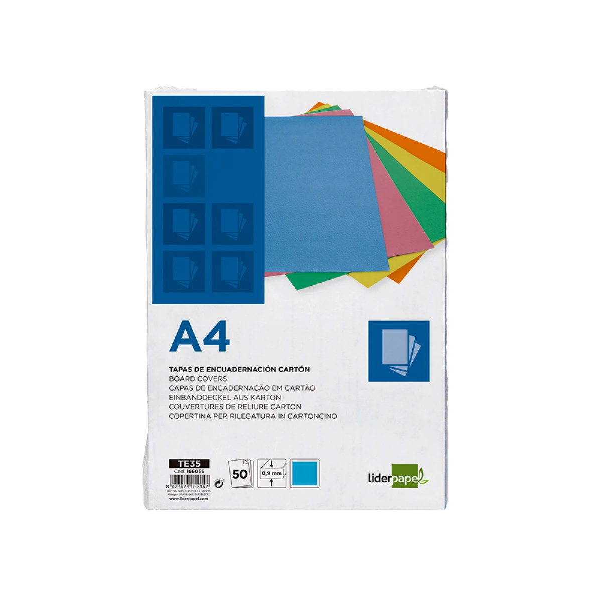 Galery – Capa de encadernacao liderpapel cartao din a4 0,9 mm azul fluor pack de 50 unidades0