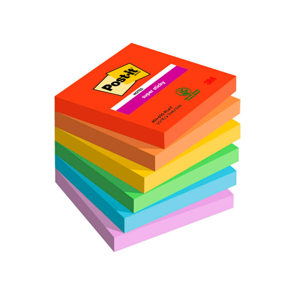 Galery – Bloco de notas adesivas post-it super sticky playful 76×76 mm 90 folhas 100% pefc pack de 6 unidades0