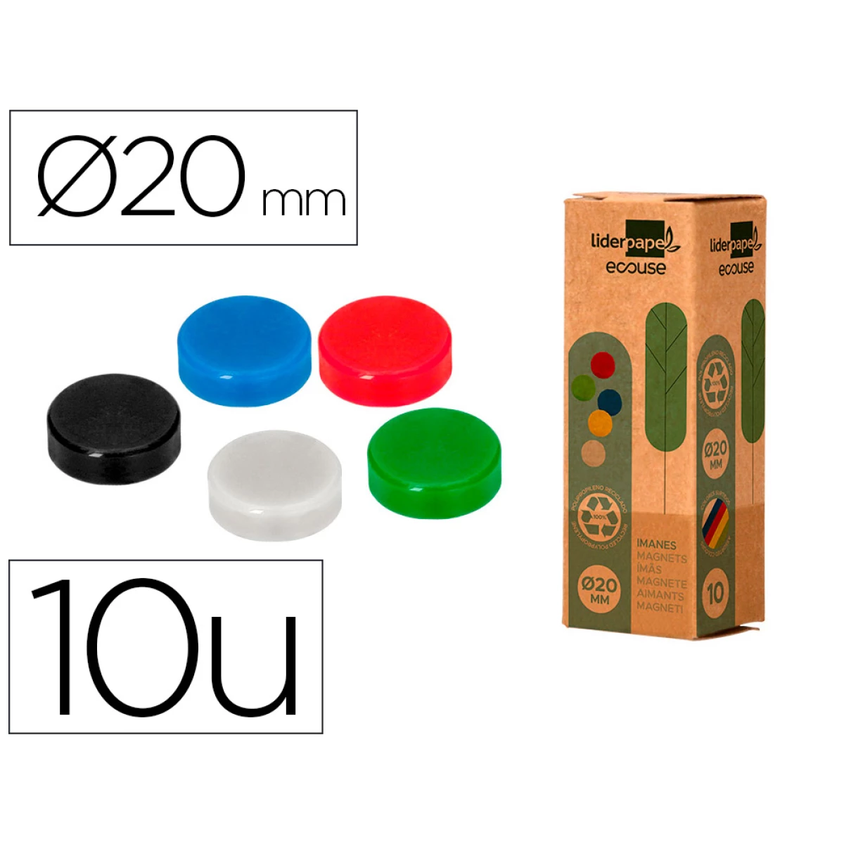 Thumbnail-Iman de sinalizacao liderpapel ecouse pp reciclado para quadro magnetico 20 mm caixa de 10 unidades cores sortidas
