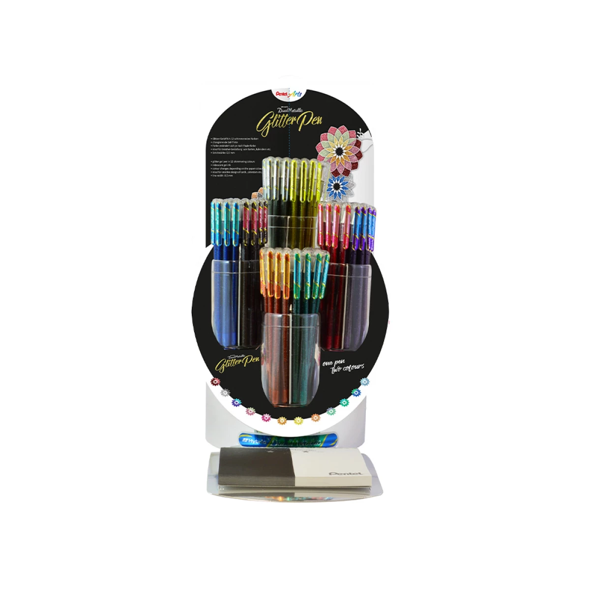 Galery – Roller pentel k110 dual metallic expositor com 8 duzias e 12 cores sortidas0