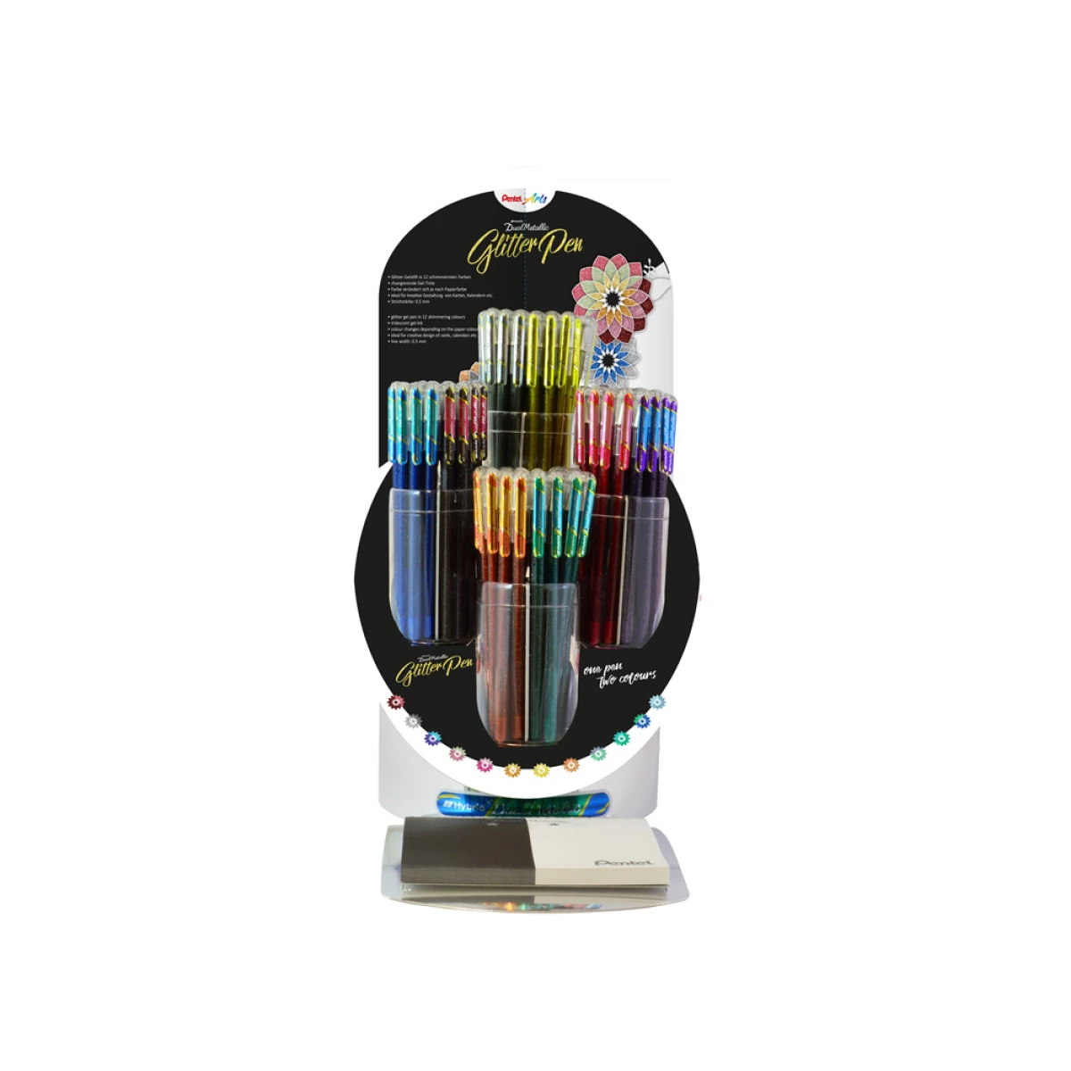 Galery – Roller pentel k110 dual metallic expositor com 8 duzias e 12 cores sortidas0