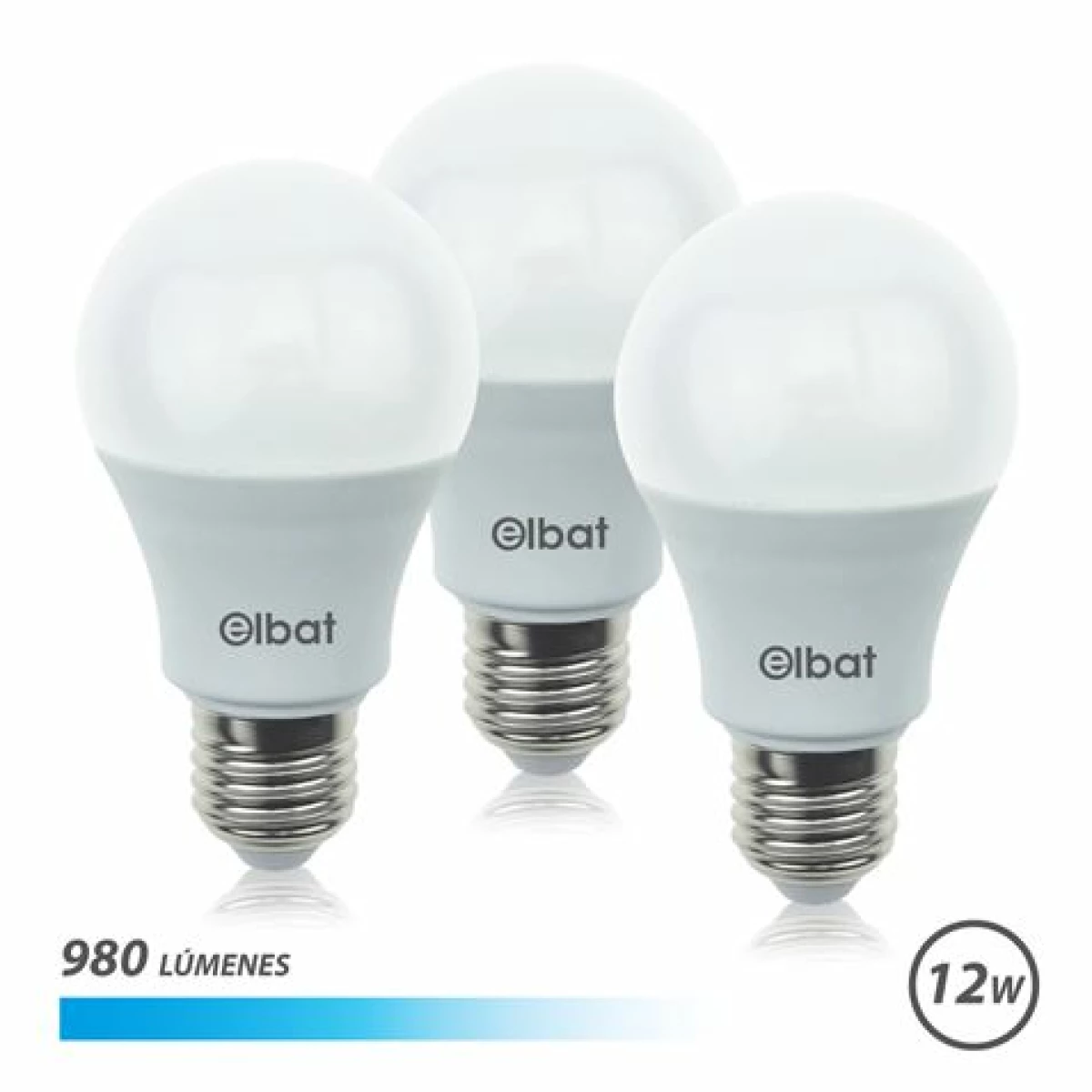 Thumbnail-Elbat Pacote de 3 Lâmpadas LED A60 12W E27 980lm – 6500K Luz Fria