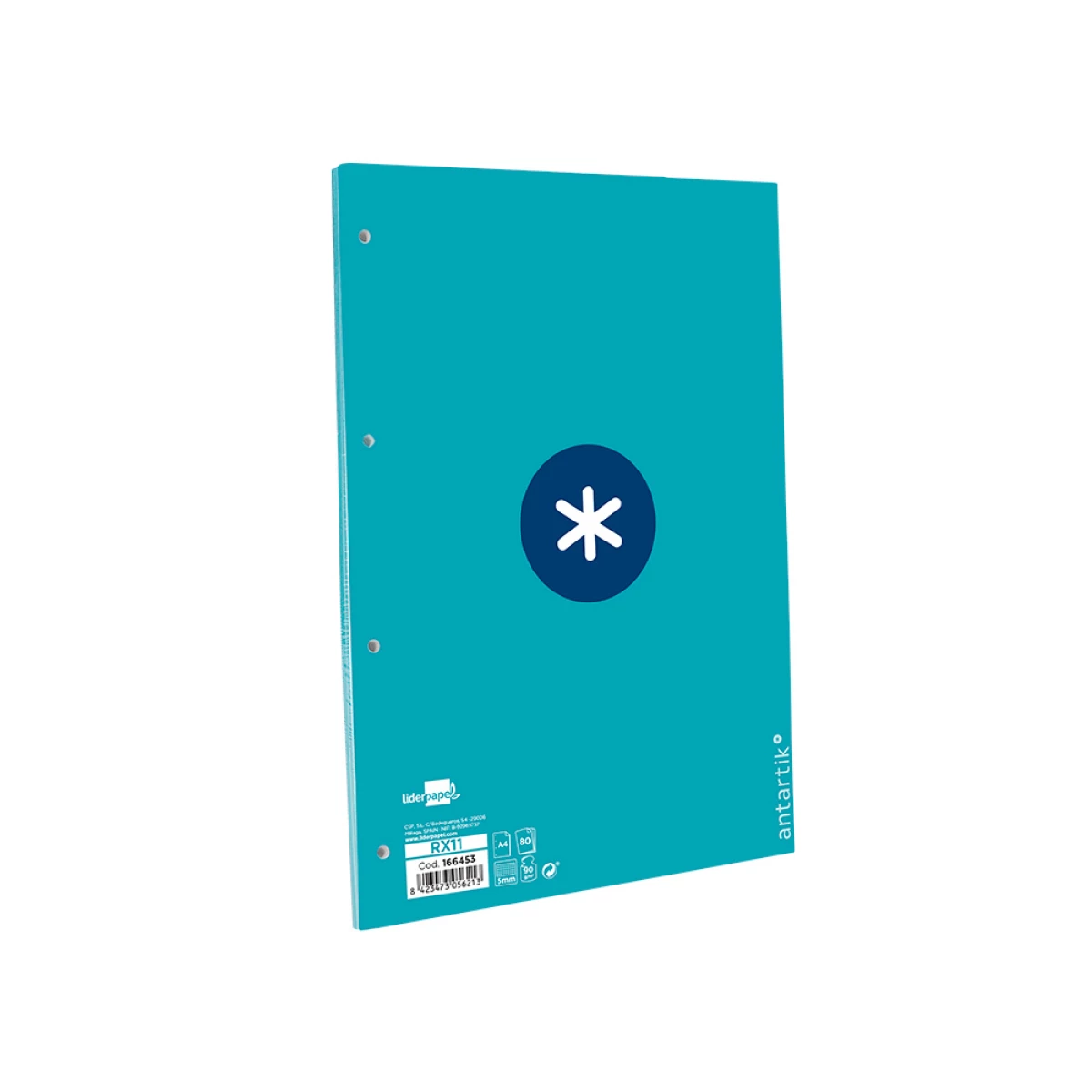 Galery – Recarga liderpapel a4 antartik 80 folhas 90g/m2 quadricula 5mm 4 furos 1 banda com moldura cor turquesa0