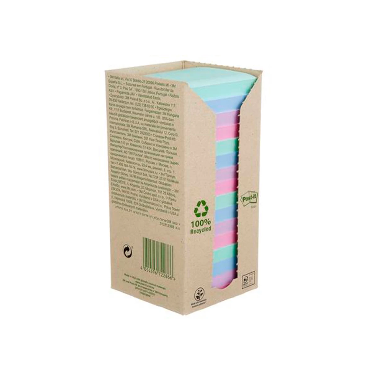 Galery – Bloco de notas adesivas post-it 76×76 mm 100% reciclado pefc em torre pack de 16 unidades cores sortidas0