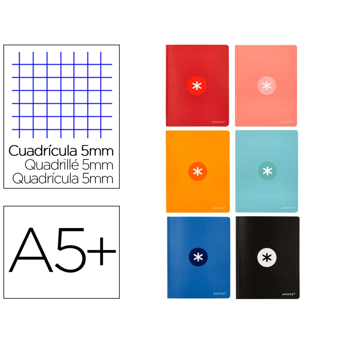 Thumbnail-Caderno cosido liderpapel antartik a5+ plus 48 f 90 gr quadricula 5 mm com margem 6 cores sortidas – 12 unidades