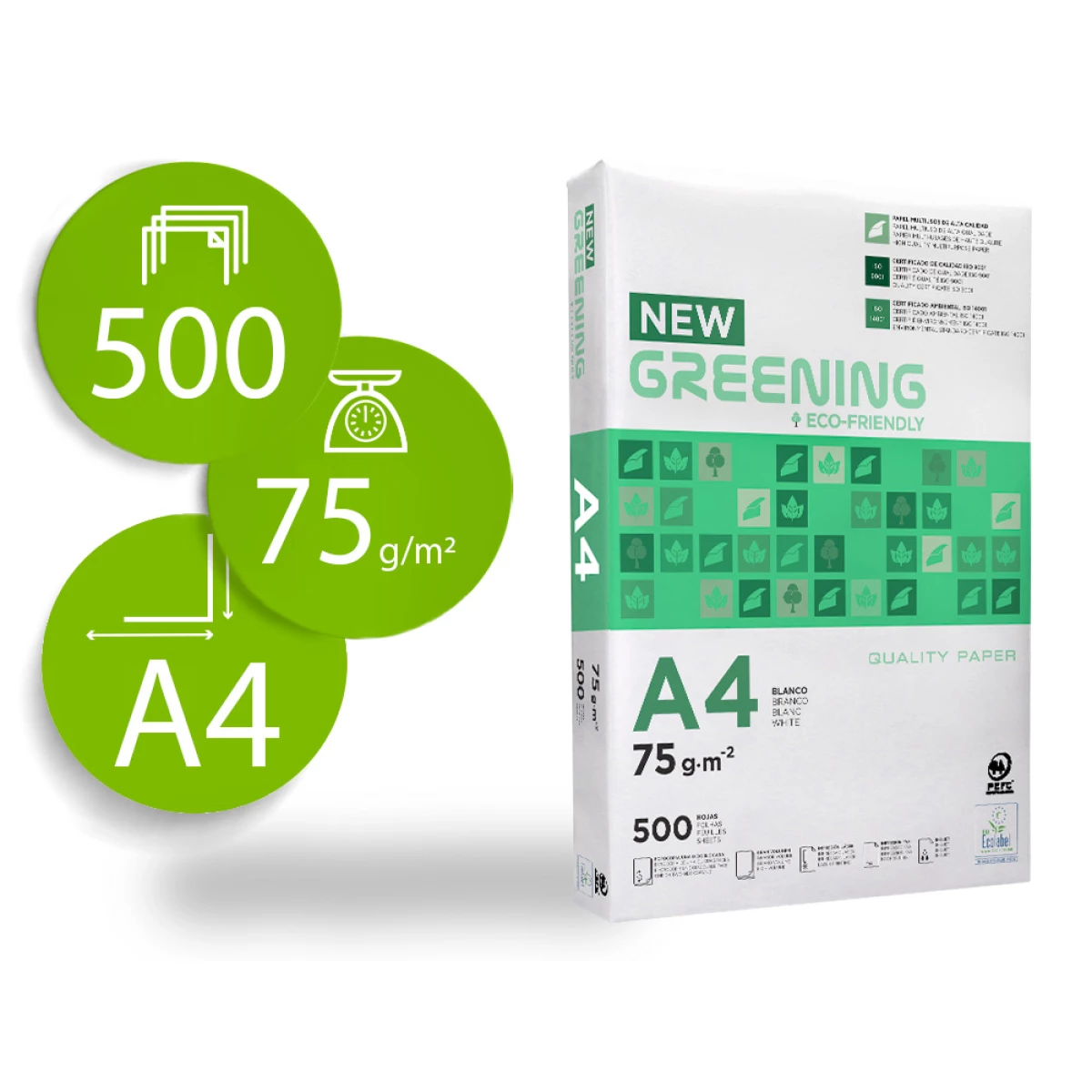 Thumbnail-Papel fotocopia greening din a4 75 gr embalagem de 500 folhas