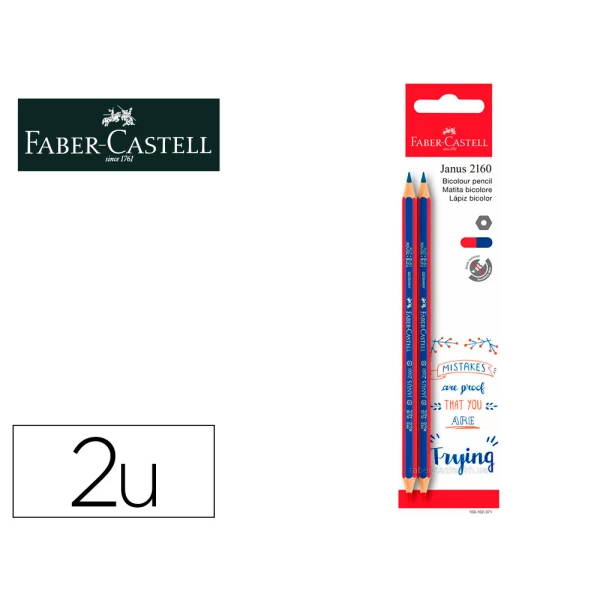 Thumbnail-Lapis bicolor faber castell fino hexagonal vermelho/azul blister de 2 unidades