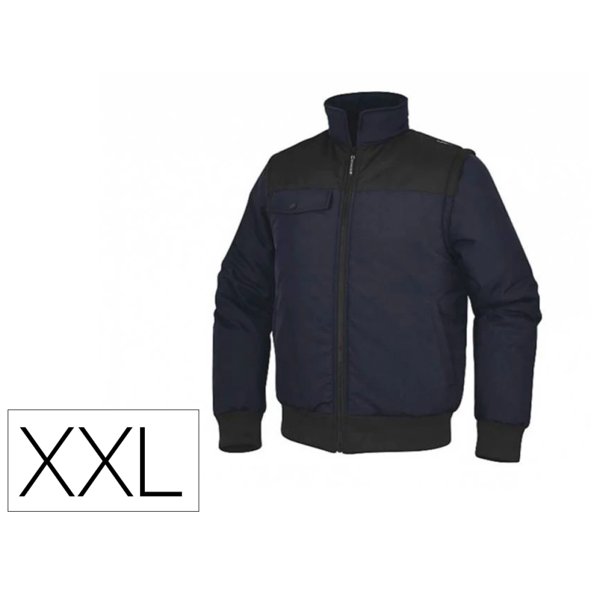 Thumbnail-Colete deltaplus multibolsos com fecho e mangas amoviveis 80% poliester 20% algodao tamanho xxl cor azul marinho/preto