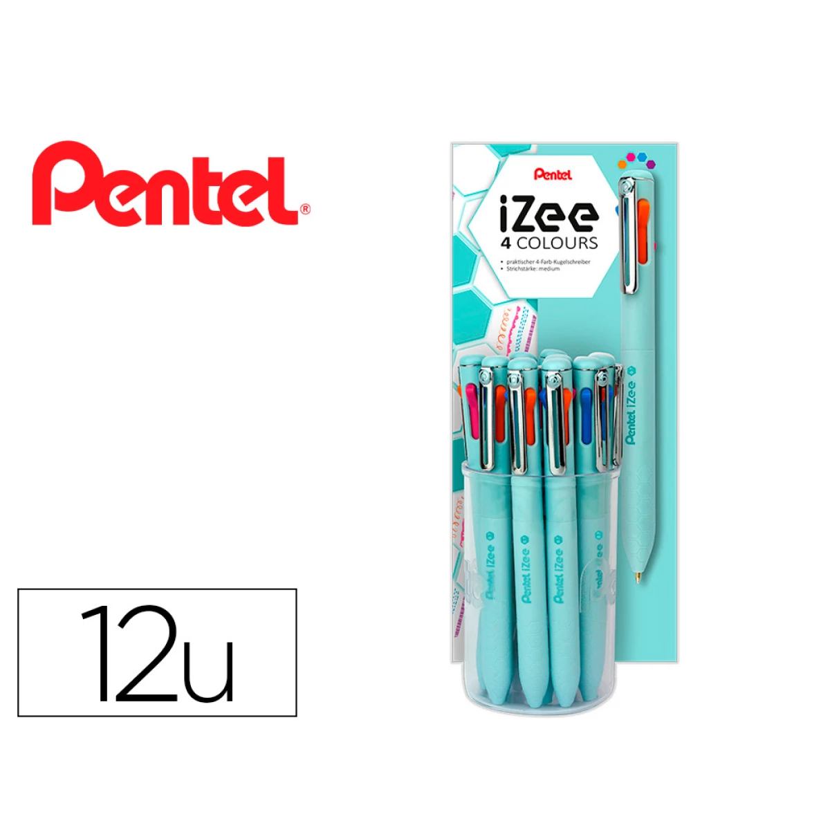 Thumbnail-Esferografica pentel izee multicolor em copo expositor com 12 unidades corpo menta