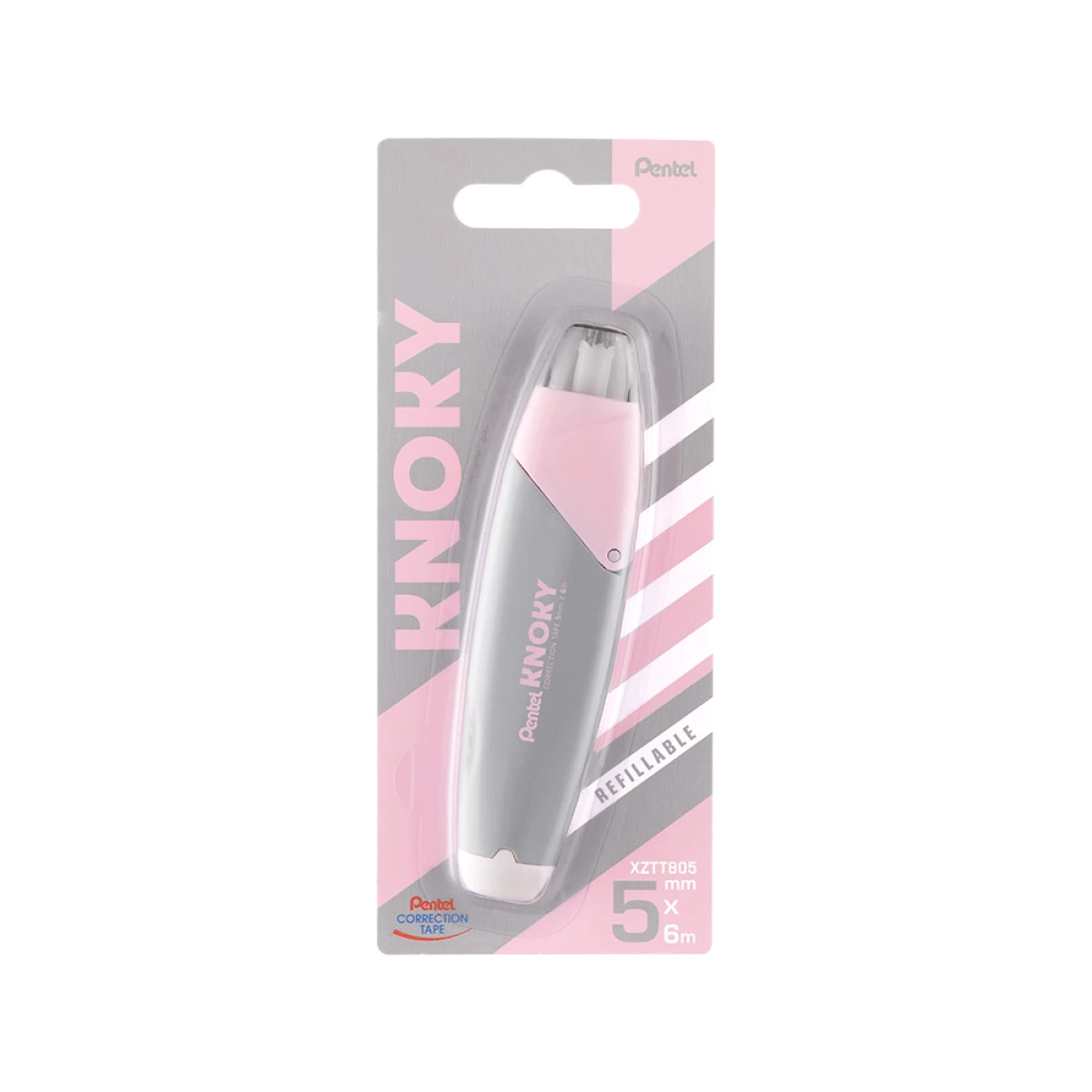 Galery – Corretor de fita pentel knoky 5mmx6m cor pastel cinza – 12 unidades0