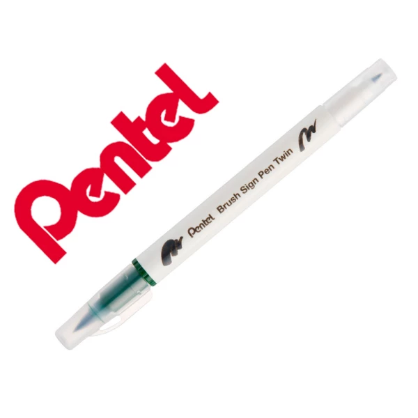 Thumbnail-Pincel pentel brush sign pen com ponta dupla cor verde azeitona – 10 unidades