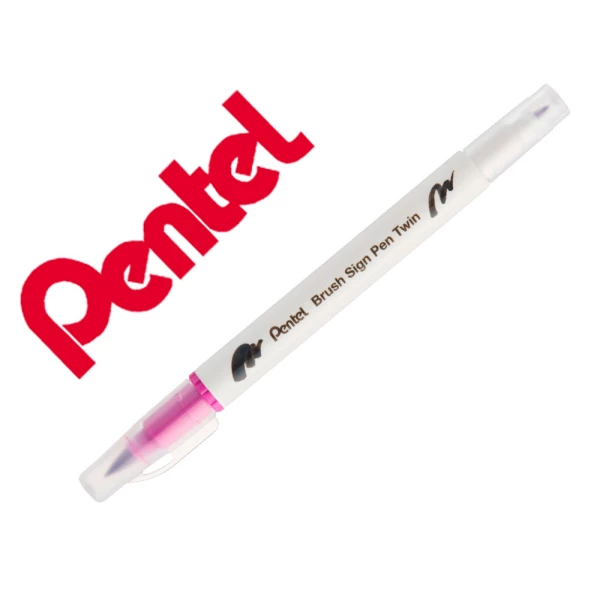 Thumbnail-Pincel pentel brush sign pen com ponta dupla cor magenta – 10 unidades