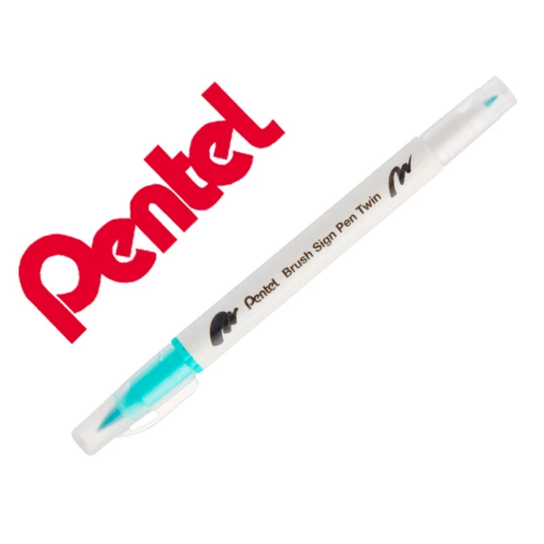 Thumbnail-Pincel pentel brush sign pen com ponta dupla cor verde esmeralda – 10 unidades