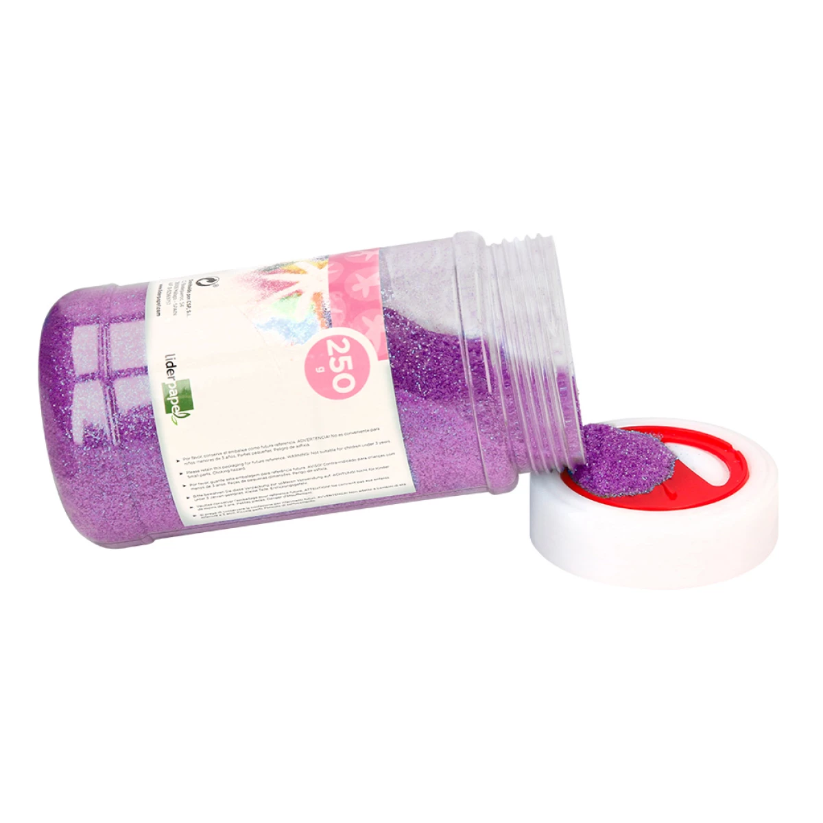 Galery – Purpurina liderpapel fantasia cor violeta pastel metalizado frasco de 250 gr0