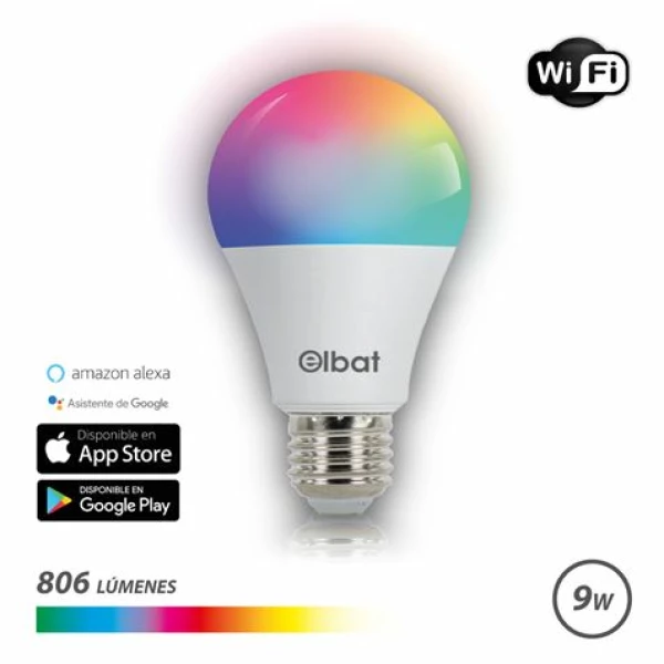 Thumbnail-Lâmpada Elbat Smart Wi-Fi LED A60 E27 9W 806lm RGB – Temperatura 2700K a 6000K – Controle de Voz – Controle Remoto – 3 Modos de Cor: Frio, Natural e Quente