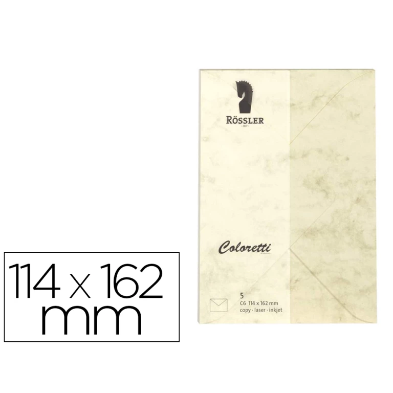 Thumbnail-Envelope rossler coloretti c6 cor marmore creme 114×162 mm pack de 5 unidades