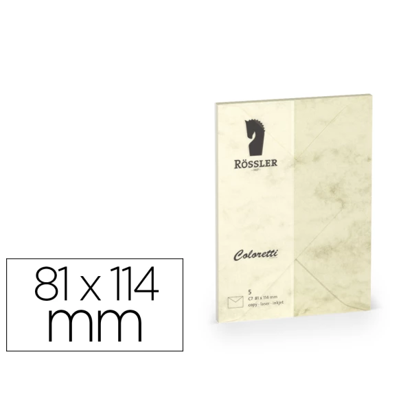 Thumbnail-Envelope rossler coloretti c7 cor marmore creme 81×114 mm pack de 5 unidades