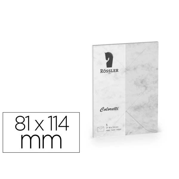 Thumbnail-Envelope rossler coloretti c7 cor marmore cinza 81×114 mm pack de 5 unidades