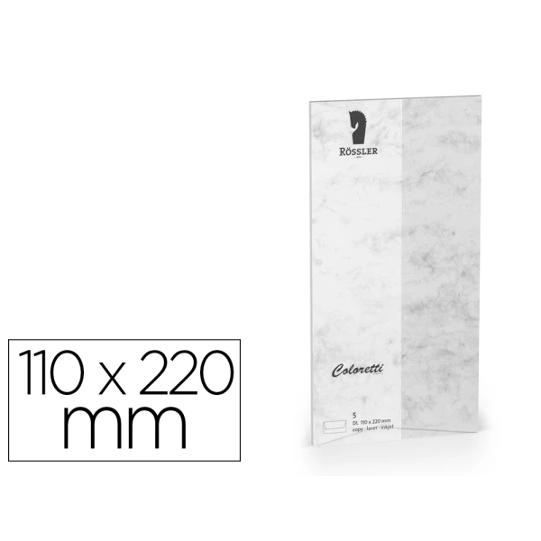 Thumbnail-Envelope rossler coloretti dl americano cor marmore cinza 110×220 mm pack de 5 unidades