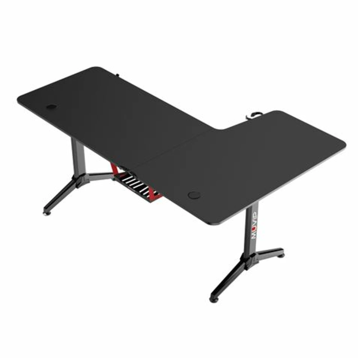 Thumbnail-Muvip PRO1300 Mesa de jogos em fibra de carbono em forma de L – Sólida – Superfície grande – Porta-copos – Gancho para fone de ouvido – Medidas 160x100x75cm – Cor preta