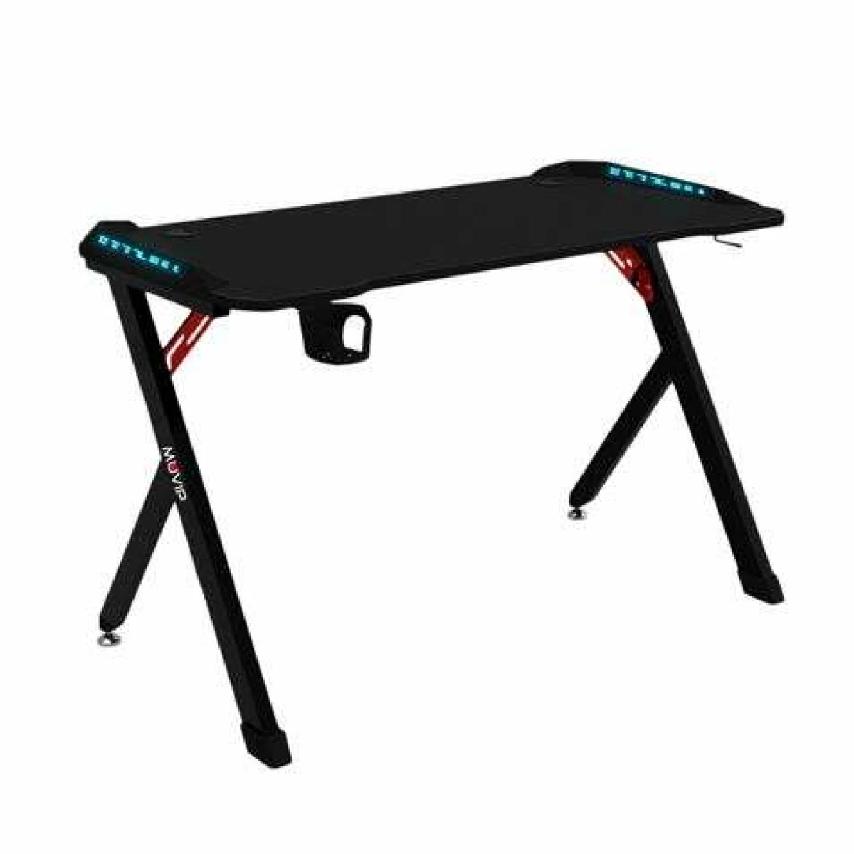 Thumbnail-Muvip PRO1200 Mesa Gaming em Fibra de Carbono com Luz RGB – Sólida – Grande Superfície – Porta-Copos – Gancho para Fone de Ouvido – Medidas 120x60x75cm – Cor Preto