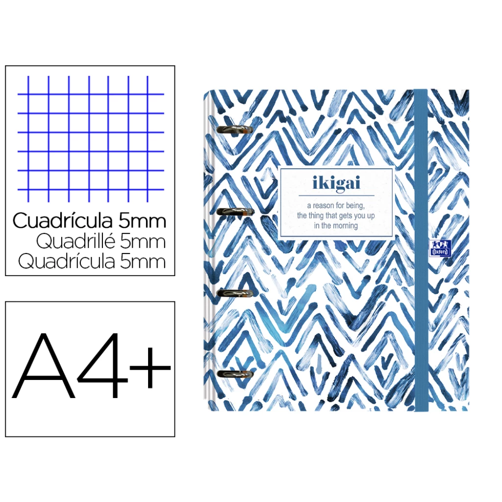 Thumbnail-Pasta com recarga oxford europeanbinder japandi din a4+ quadricula 5 mm 120 folhas