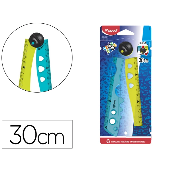 Thumbnail-Regua maped plastico dobravel croc croc blister de 1 unidade 15 cm + 1 unidade 30 cm