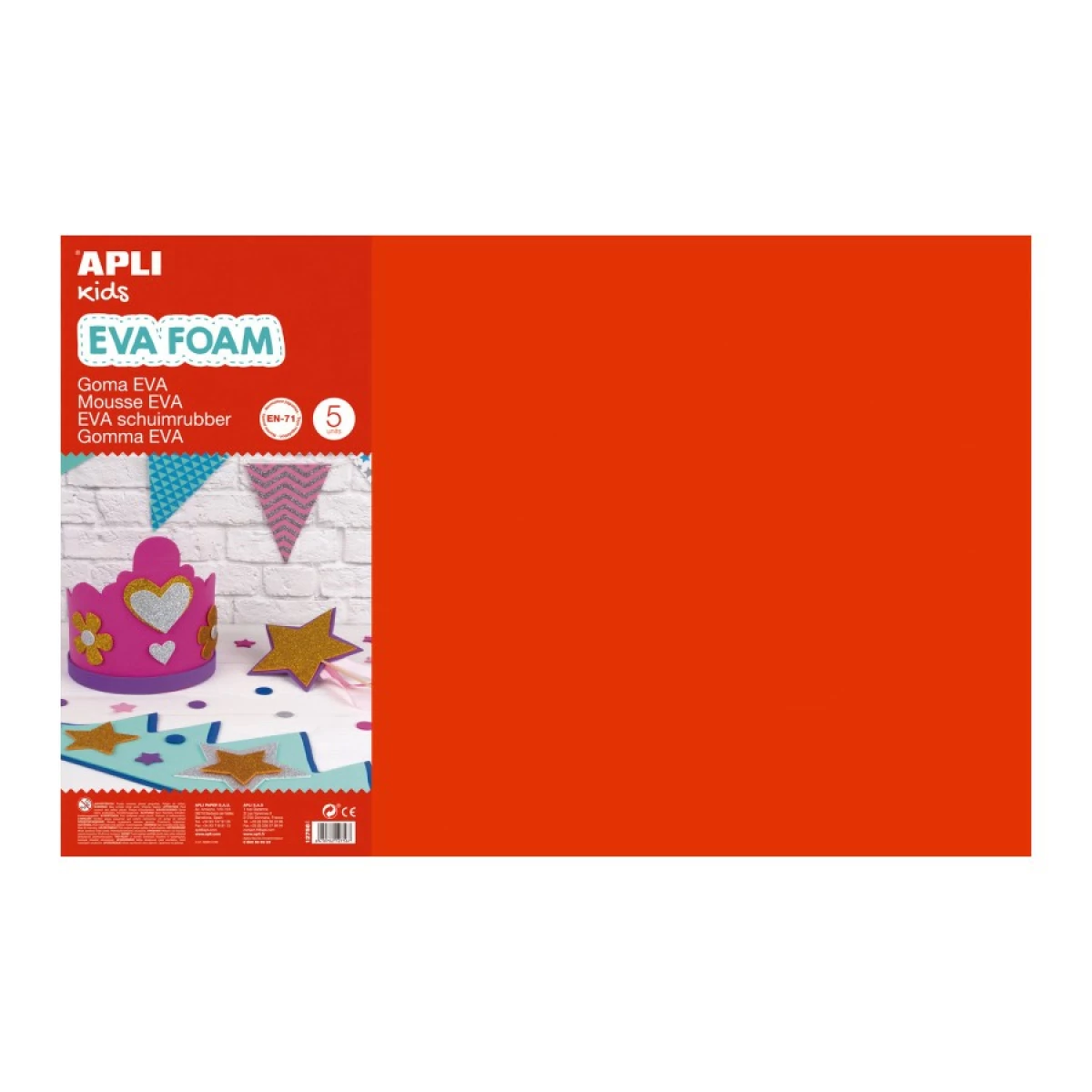 Thumbnail-Apli Pack de 5 borrachas Eva 600 x 400 mm – Espessura 2 mm – Impermeável – Termo moldável – Cor Vermelho