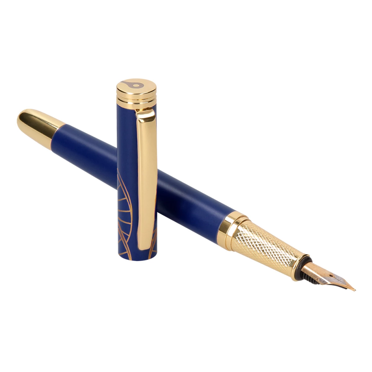 Galery – Caneta e estojo belius soiree desenho art deco azul marinho e dourado tinta azul caixa design0