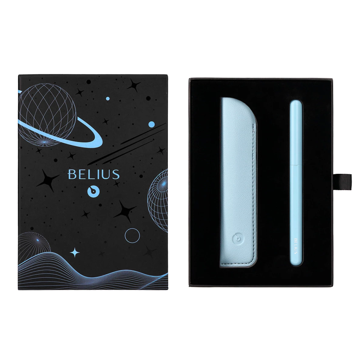 Galery – Caneta e bolsa em imitacao pele belius space b desenho minimalista azul tinta azul caixa design0