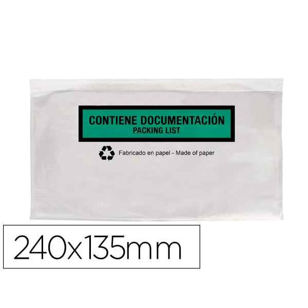 Thumbnail-Envelope autoadesivo q-connect porta documentos multilingue 240×135 mm sem janela 100% papel pack de 100 unidades