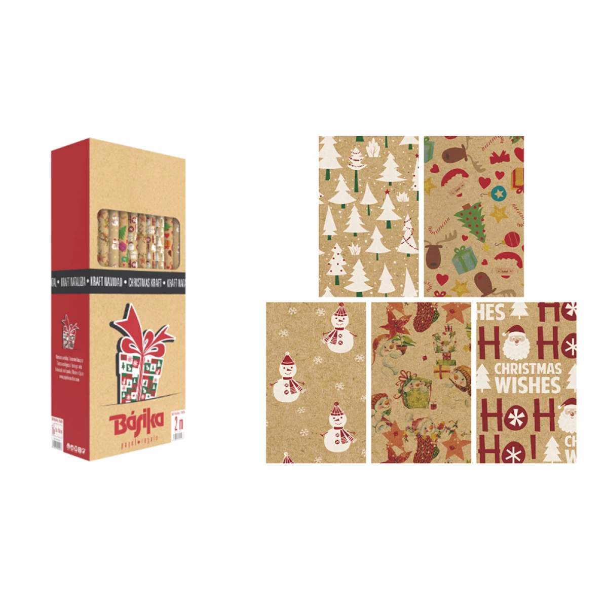 Galery – Papel fantasia basika kraft natal rolo largura 70 cm comprimento 2 m desenhos sortidos gramagem 50 gr – 50 unidades0