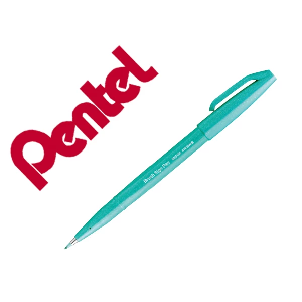 Thumbnail-Marcador pentel brush sign pen cor verde esmeralda – 10 unidades