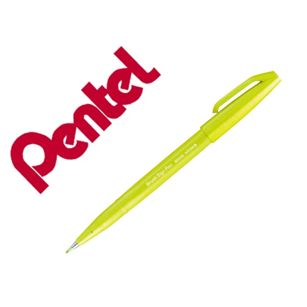 Thumbnail-Marcador pentel brush sign pen cor verde lima – 10 unidades