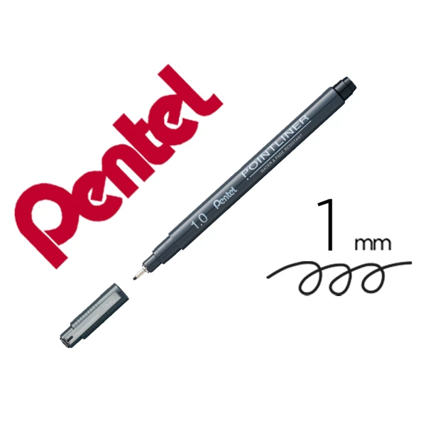 Thumbnail-Marcador pentel pointliner com tinta pigmentada cor preto ponta de 1,0 mm – 12 unidades