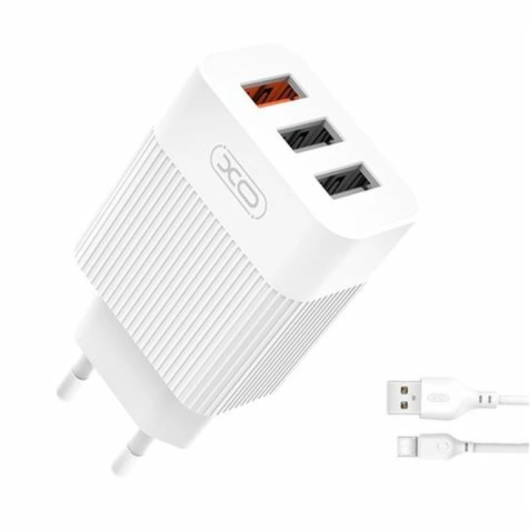 Thumbnail-XO L72 Power Charger Pack 1x USB-A 18W Quick Charge 3.0, 2x USB-A + Cabo USB-A para USB-C