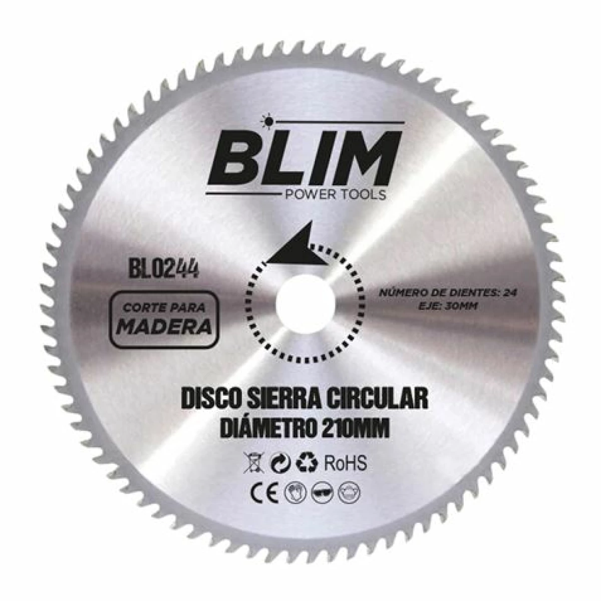 Thumbnail-Disco de corte de madeira Blim para serra 210 mm – 24 dentes com revestimento de carboneto de tungstênio