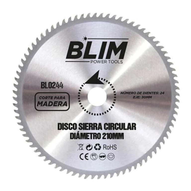 Thumbnail-Disco de corte de madeira Blim para serra 210 mm – 24 dentes com revestimento de carboneto de tungstênio