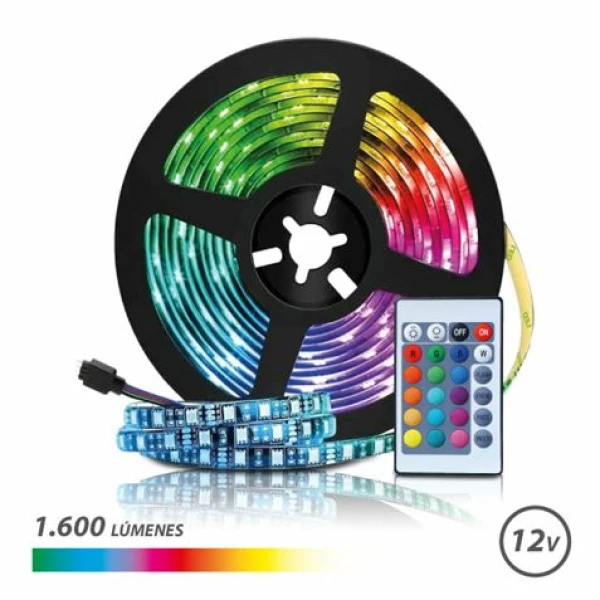 Thumbnail-Elbat RGB LED Strip 12V 1600lm – 30 Led por metro – Controle remoto – Comprimento 3m