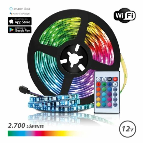 Thumbnail-Faixa de LED Elbat RGB WiFi 12V 2700lm – 30 Led por metro – Controle remoto – Comprimento 5m