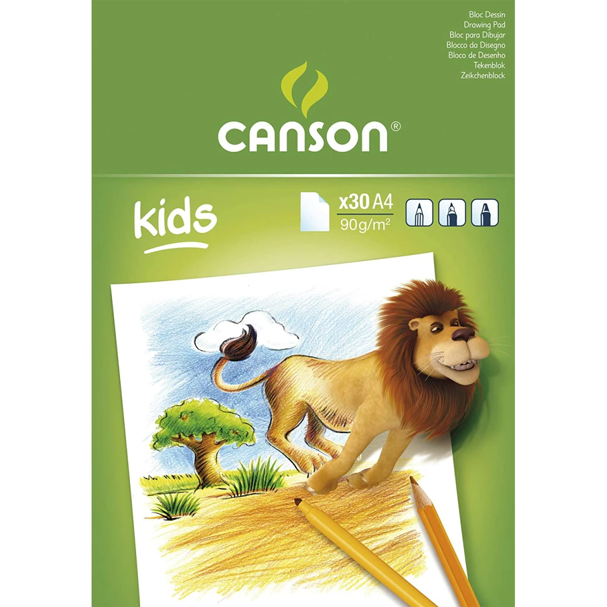 Thumbnail-Bloco adesivo Canson Kids Drawing com 30 folhas A4 – 21×29,7cm – 90g – cor branca