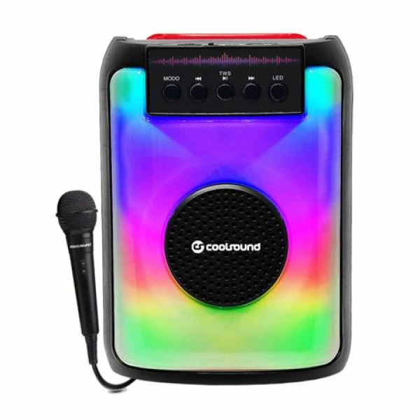 Thumbnail-Coolsound Party Boom A380 Alto-falante portátil Bluetooth 30W 3″ – Iluminação LED – USB, MicroSD, Jack 3,5mm – Bateria 3,7V 1500mAh – Alça de transporte – Microfone incluído