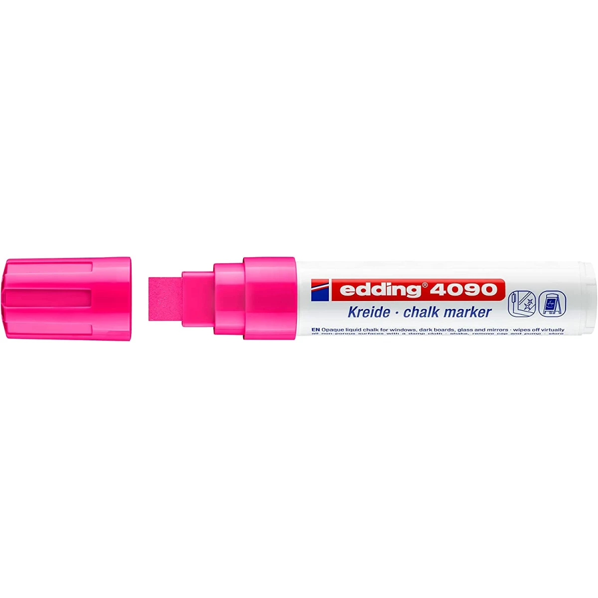 Thumbnail-Edding 4090 Liquid Chalk Marker – Ponta chanfrada – Curso entre 4 e 15mm – Odor neutro – Cor rosa neon