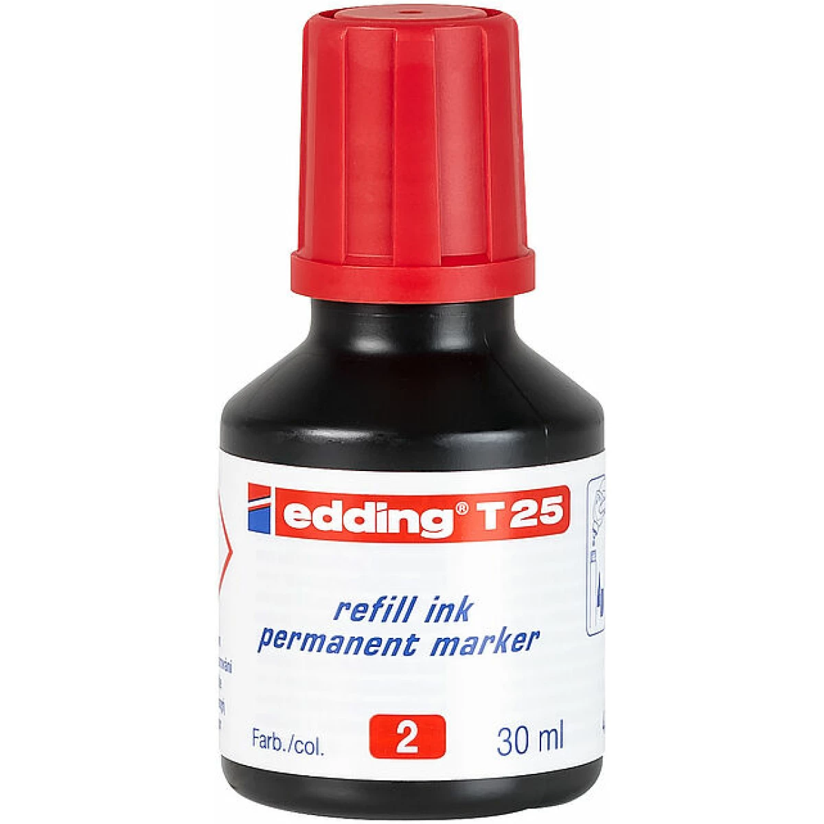 Thumbnail-Frasco de recarga Edding T25 para marcador permanente – Capacidade 30ml – Cor Vermelho