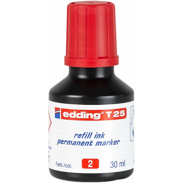 Thumbnail-Frasco de recarga Edding T25 para marcador permanente – Capacidade 30ml – Cor Vermelho