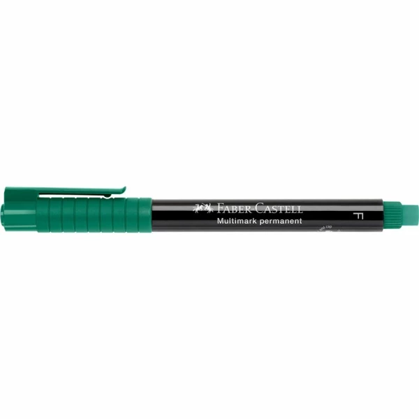 Thumbnail-Marcador permanente Faber-Castell Multimark – Largura do traço 0,6 mm – Borracha integrada – Resistente à luz e à água – Cor verde