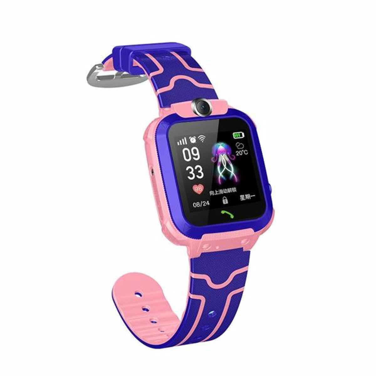 Thumbnail-XO Smartwatch para Crianças – Tela 1,44″ – Câmera Frontal – Alça de Silicone – Carregamento Magnético – Cor Rosa/Roxo