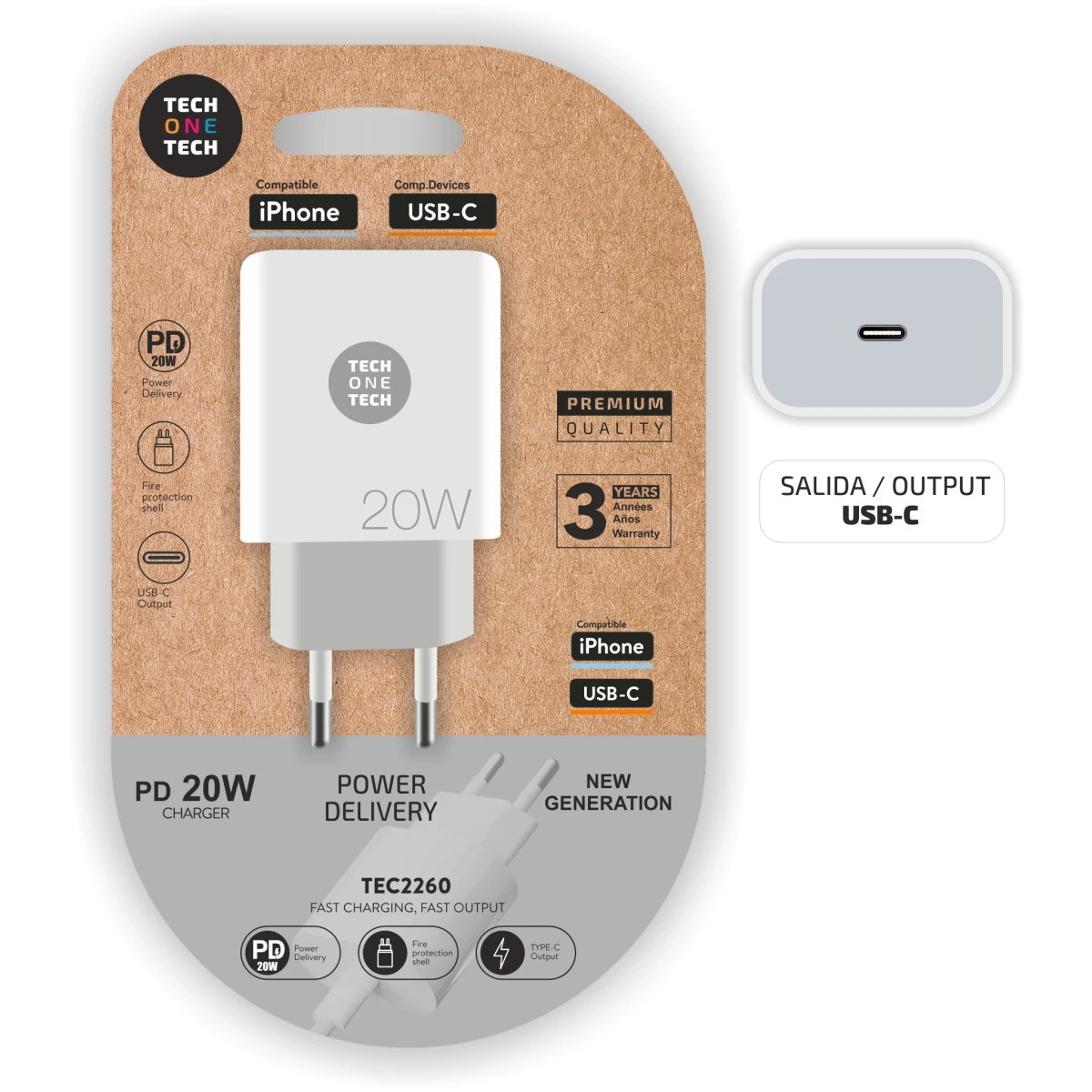 Thumbnail-Carregador de parede TechOneTech USB-C PD 3.0 5V-15V 20W – Ultrarrápido