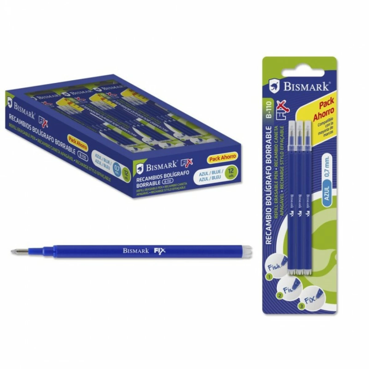 Thumbnail-Bismark Fix Pack com 3 Recargas para Caneta Apagável – Ponta Fina 0,7mm – Cor Azul